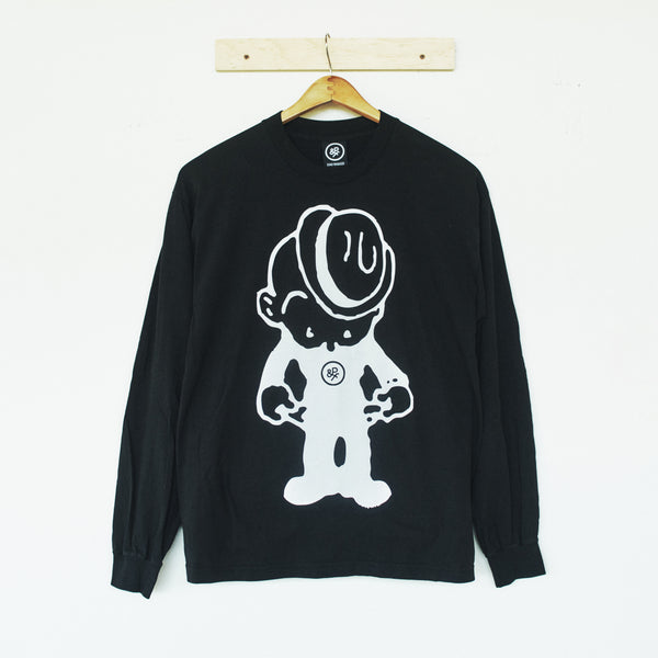 PFSHWAG 009 / P&F X $999 STORE "BROKE GUY" COLLAB  2 SIDED LONG SLEEVE T - BLACK