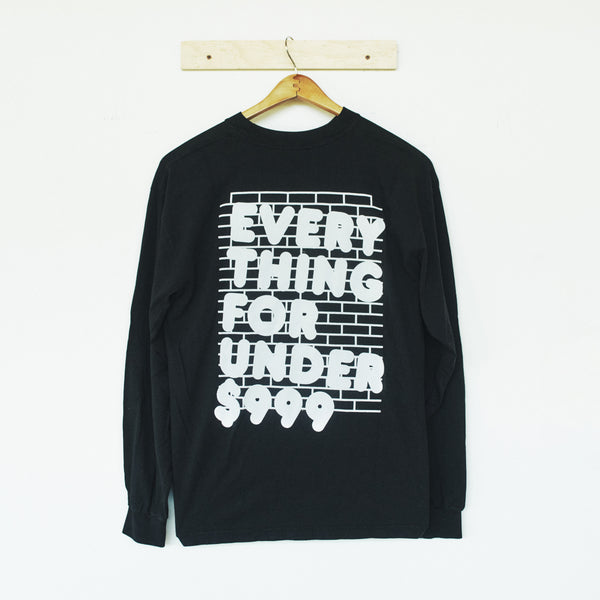 PFSHWAG 009 / P&F X $999 STORE "BROKE GUY" COLLAB  2 SIDED LONG SLEEVE T - BLACK